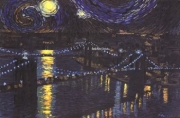 Starry Night over Brooklyn Bridge - Art Print by Nathan Mellot | Movie Poster Prints from Posterazzi