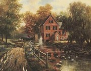Red Covered Bridge - Art Print by T.C. Chiu | Movie Poster Prints from Posterazzi