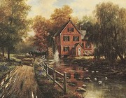Red Covered Bridge - Art Print by T.C. Chiu | Movie Poster Prints from Posterazzi