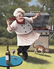 Barbecue Chef and Cat - Art Print by T.C. Chiu | Movie Poster Prints from Posterazzi