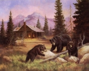 Bears on Log - Art Print by Marianne Caroselli | Movie Poster Prints from Posterazzi