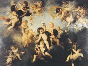 Cherubs Scattering Flowers - Art Print by Bartolome Esteban Murillo | Movie Poster Prints from Posterazzi