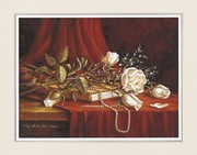 White Roses and Pearls - Art Print by Peggy Thatch Sibley | Movie Poster Prints from Posterazzi