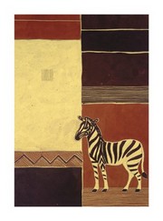 Zebra on African Motif - Art Print by Dominique Gaudin | Movie Poster Prints from Posterazzi