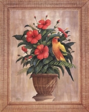 Hibiscus with Parrot - Art Print by Ron Jenkins | Movie Poster Prints from Posterazzi