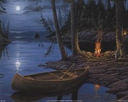 Erol Molnar - Camp Fire Canoe Size 8x10 - Art Print by Erol Molnar | Movie Poster Prints from Posterazzi