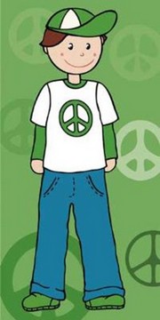 Boy With Peace Sign On Shirt - Art Print by Clara Almeida | Movie Poster Prints from Posterazzi