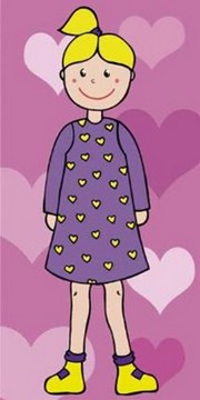 Girl With Yellow Hearts On Purple Dress - Art Print by Clara Almeida | Movie Poster Prints from Posterazzi