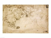 A Horseman in Combat with a Griffin - Art Print by Leonardo Da Vinci | Movie Poster Prints from Posterazzi