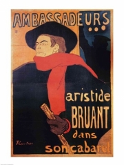"Ambassadeurs: Aristide Bruant, 1892" - Art Print by Henri de Toulouse-Lautrec | Movie Poster Prints from Posterazzi