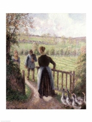 "The Woman with the Geese, 1895" - Art Print by Camille Pissarro | Movie Poster Prints from Posterazzi