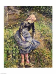 "Girl with a Stick, 1881" - Art Print by Camille Pissarro | Movie Poster Prints from Posterazzi