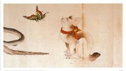 Cat and Butterfly - Art Print by Katsushika Hokusai | Movie Poster Prints from Posterazzi