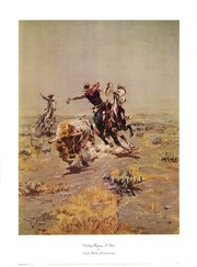 Cowboy Roping A steer - Art Print by Charles M. Russell | Movie Poster Prints from Posterazzi
