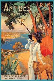 "Antibes (PLM), Lady in White with Parasol & Dog" - Art Print by David Dellepiane | Movie Poster Prints from Posterazzi