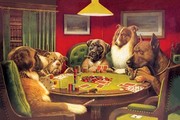 "Dog Poker - ""Is the St. Bernard Bluffing?""" - Art Print by Cassius Marcellus Coolidge | Movie Poster Prints from Posterazzi