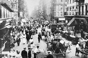 "People, Peddlers, and Horse-Drawn Carriages on a Lower East Side Street" - Art Print | Movie Poster Prints from Posterazzi