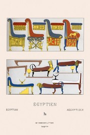 "Egyptian Furniture - Beds, Couches, and Thrones" - Art Print by Auguste Racinet | Movie Poster Prints from Posterazzi
