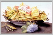 Bowl with Pears and Two Roses - Art Print by Giovanni Garzoni | Movie Poster Prints from Posterazzi