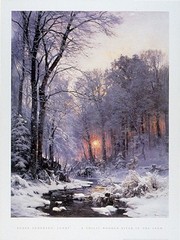 A Twilit Wooded River in the Snow - Art Print by Ander Anderson-Lunby | Movie Poster Prints from Posterazzi