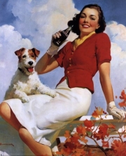 Coca-Cola Lady with Dog - Art Print | Movie Poster Prints from Posterazzi