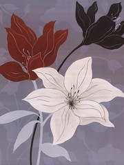 "Black, Red & White on Grey I" - Art Print by Janet Tava | Movie Poster Prints from Posterazzi