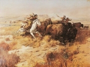 Indian Buffalo Hunt - Art Print by Charles M. Russell | Movie Poster Prints from Posterazzi