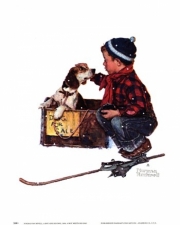 A Boy Meets His Dog - Art Print by Norman Rockwell | Movie Poster Prints from Posterazzi