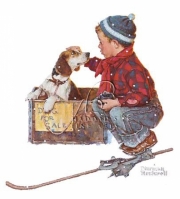 A Boy Meets His Dog - Art Print by Norman Rockwell | Movie Poster Prints from Posterazzi