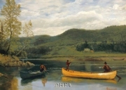 Men in Two Canoes - Art Print by Albert Bierstadt | Movie Poster Prints from Posterazzi