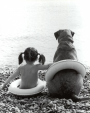 Archive photos Girl with Dog 16 x 20 Poster Print