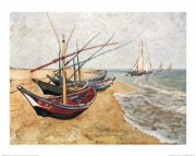 "Fishing Boats on the Beach, Saintes-Maries-De-La-Mer, c.1888" - Art Print by Vincent Van Gogh | Movie Poster Prints from Posterazzi