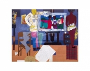 "Profile/Part II, The Thirties: Artist with Painting and Model, 1981" - Art Print by Romare Bearden | Movie Poster Prints from Posterazzi