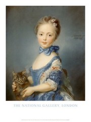 Baptiste Perronneau - A Girl with a Kitten - Art Print by Jean B. Perroneau | Movie Poster Prints from Posterazzi