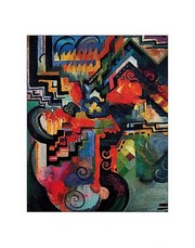 Colored composition (Hommage a? Sebastin Johann Bach) - Art Print by August Macke | Movie Poster Prints from Posterazzi