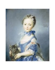 Baptiste Perronneau - A Girl with a Kitten - Art Print by Jean B. Perroneau | Movie Poster Prints from Posterazzi