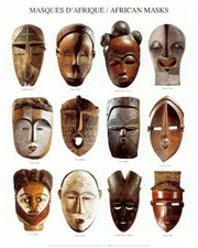 African Masks - Art Print by  Atelier Nouvelles Images | Movie Poster Prints from Posterazzi