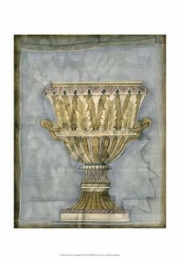 Small Urn And Damask IV - Art Print by Jennifer Goldberger | Movie Poster Prints from Posterazzi