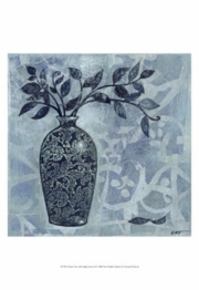Ornate Vase with Indigo Leaves II - Art Print by Norman Wyatt | Movie Poster Prints from Posterazzi