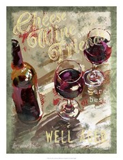 "Cheese, Wine and Friends" - Art Print by Lorraine Vail | Movie Poster Prints from Posterazzi