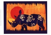 Woodblock Rhino - Art Print by Benjamin Bay | Movie Poster Prints from Posterazzi