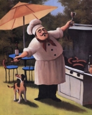 Barbecue Chef and Dog - Art Print by T.C. Chiu | Movie Poster Prints from Posterazzi