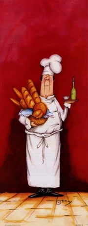 Chef With Bread And Oil - Art Print by Tracy Flickinger | Movie Poster Prints from Posterazzi