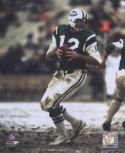 Joe Namath preparing to pass in snow - Sports Photo Print | Posters from Posterazzi