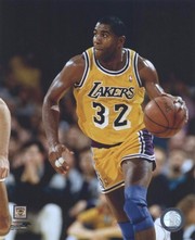Magic Johnson Ball in left hand - Sports Photo Print | Posters from Posterazzi