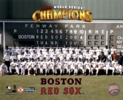 04 World Series Champion Red Sox Team Sit-down - Sports Photo Print | Posters from Posterazzi