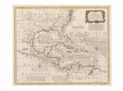 1720 Map of the West Indies with the Adjacent Coasts of North and South America - Art Print | Poster Prints from Posterazzi