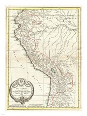 1775 Bonne Map of Peru, Ecuador, Bolivia, and the Western Amazon - Art Print | Poster Prints from Posterazzi