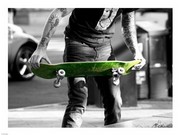 Green Skateboard 24.00 x 18.00 Poster Print