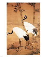 Bian Jingzhao Bamboo and Cranes - Art Print | Poster Prints from Posterazzi